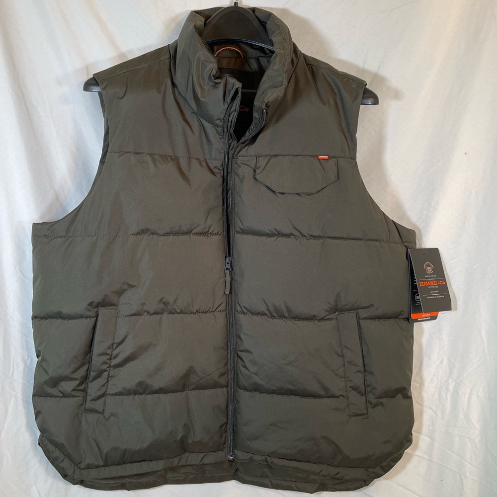 NWT Hawke & Co Mens XL Down Fill Puffer Vest Full Zip Sleeveless Insulated